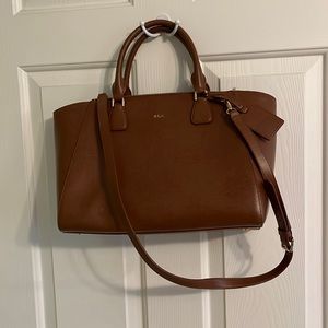 Ralph Lauren leather handbag with shoulder strap, brown, like new
